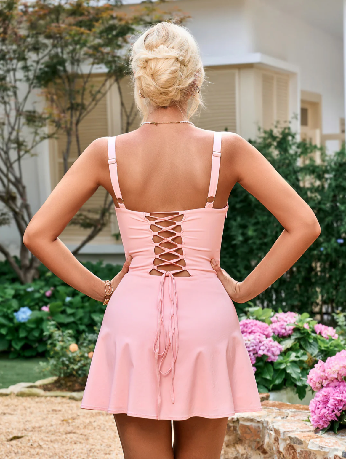 Lace Up Short Dress