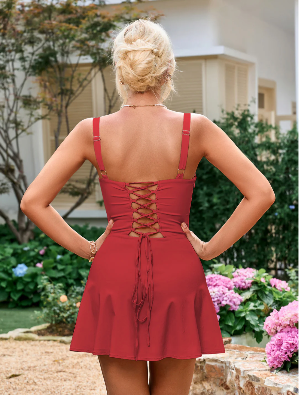 Lace Up Short Dress